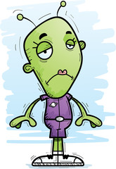 Sad Cartoon Alien Woman