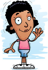 Cartoon Black Woman Waving