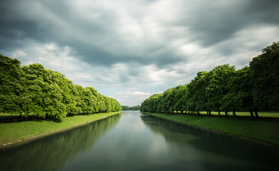 Wunderful parc view in Cologne with moving sky