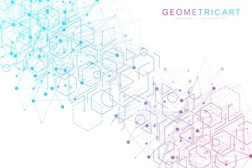 Obraz premium Hexagonal abstract background. Big Data Visualization. Global network connection. Medical, technology, science background. Vector illustration.