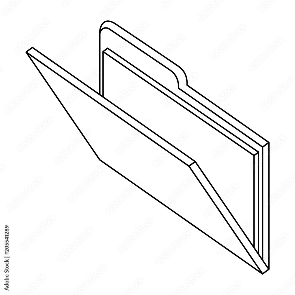 Poster isometric open folder document file vector illustration thin line