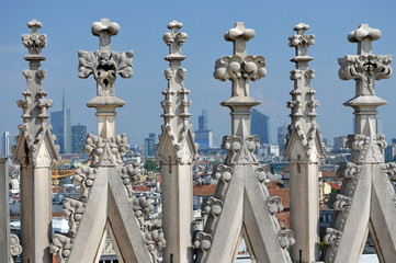Fototapeta na wymiar Milano skyscrapers from the roof of Duomo