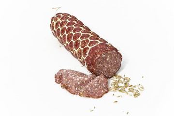 salami sausage with ground pork and herbs