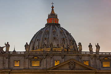 The statues of various Christian Saints and Christ the Redeemer over the main entrance and the dome...