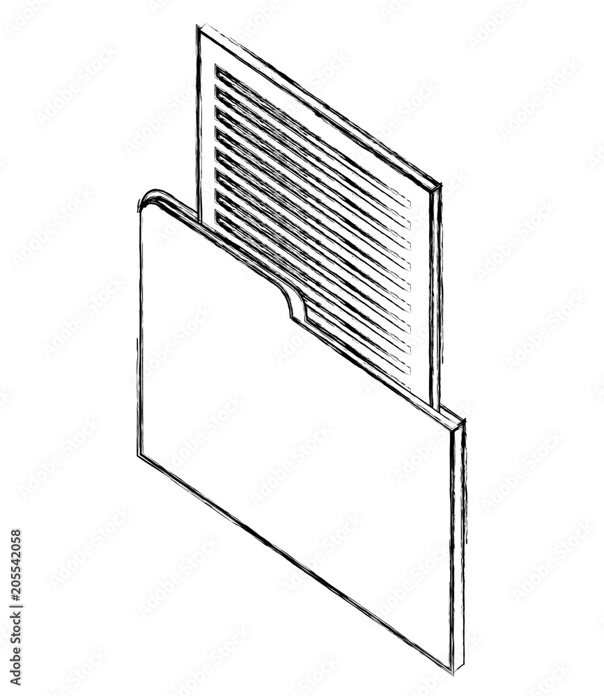 Poster folder file data infomation isometric image vector illustration sketch