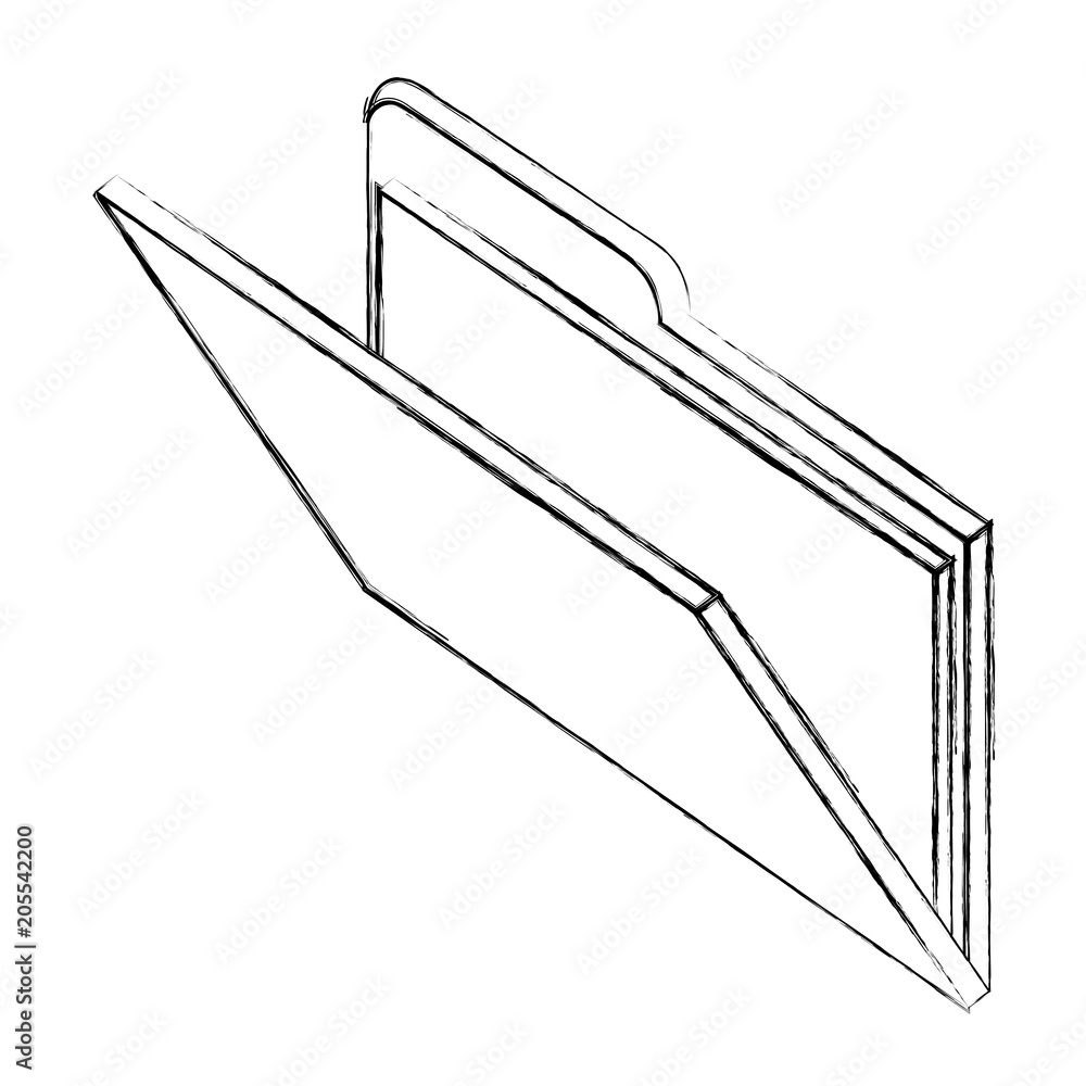 Poster isometric open folder document file vector illustration sketch