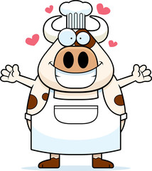 Cartoon Cow Chef Hug