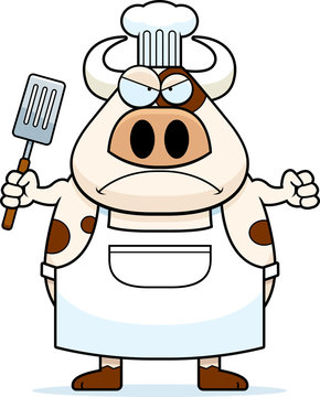 Angry Cartoon Cow Chef