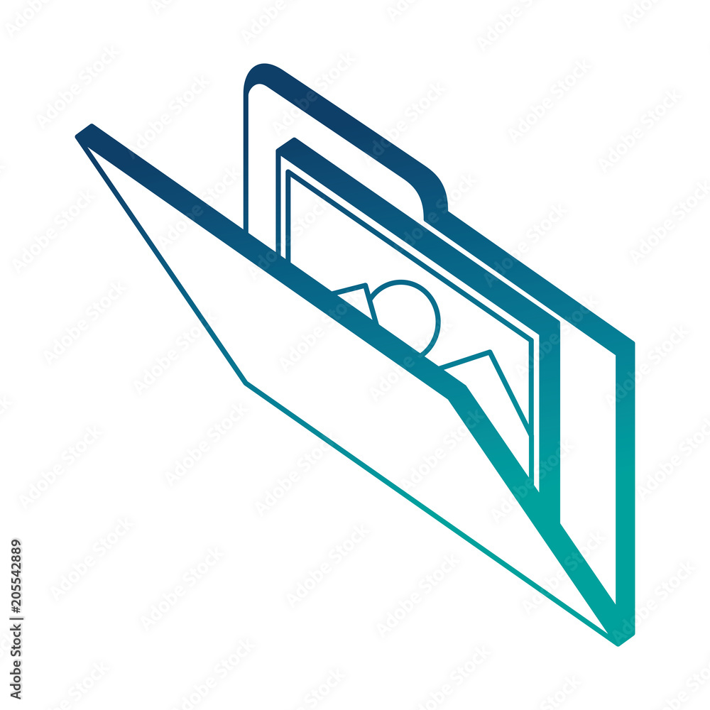 Poster folder document with picture file isometric icon vector illustration design