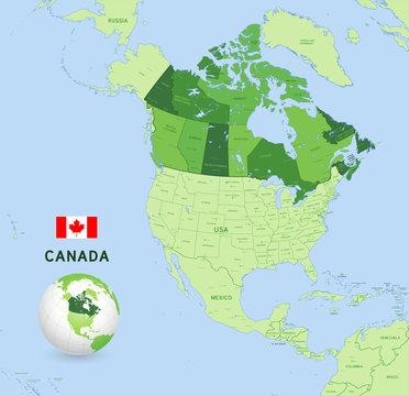 Green Canada Vector Administrative Map