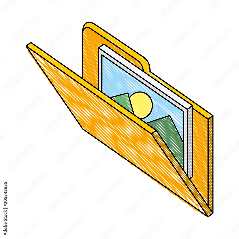 Poster folder document with picture file isometric icon vector illustration design