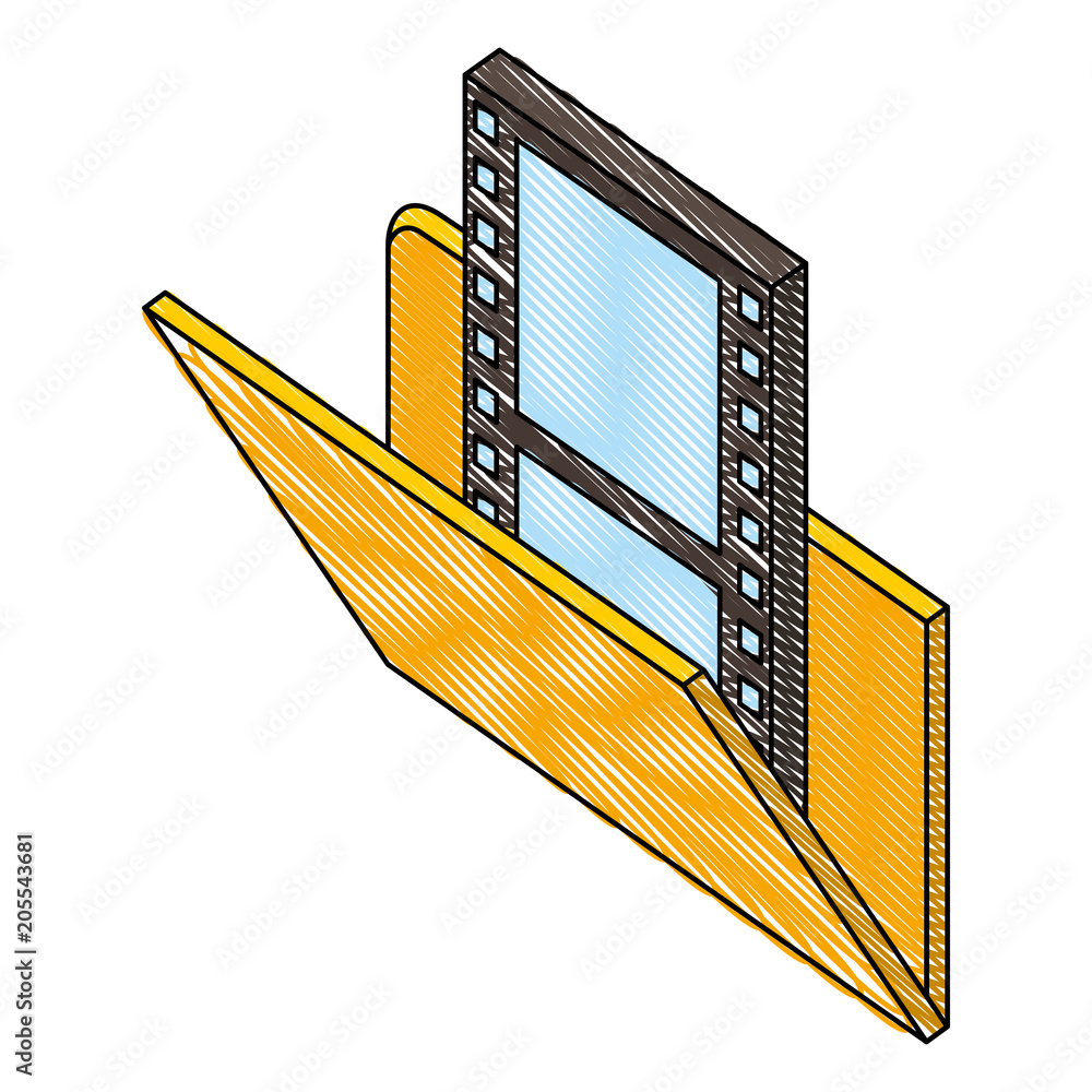 Poster folder document with video file isometric icon vector illustration design