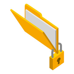 folder document with padlock isometric icon vector illustration design