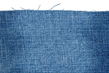 Piece of blue jeans fabric