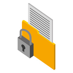 folder document with padlock isometric icon vector illustration design