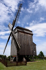 Fototapeta na wymiar Elsterwerda, historische Bockwindmühle aus der August-Bebel-Straße