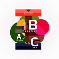 Abstract geometric option infographic banners, a b c steps process