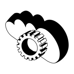 cloud computing with gear isometric icon vector illustration design