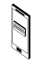 smartphone device with login password isometric icon vector illustration design