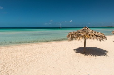 Umbrella on the beach, Eleuthera Island, Bahamas