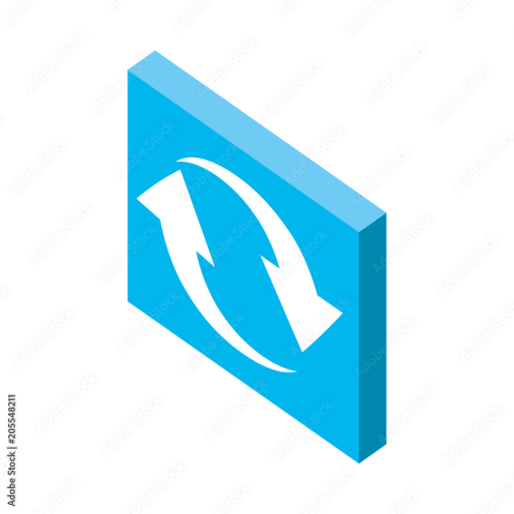 Poster button with reload symbol isometric icon vector illustration design