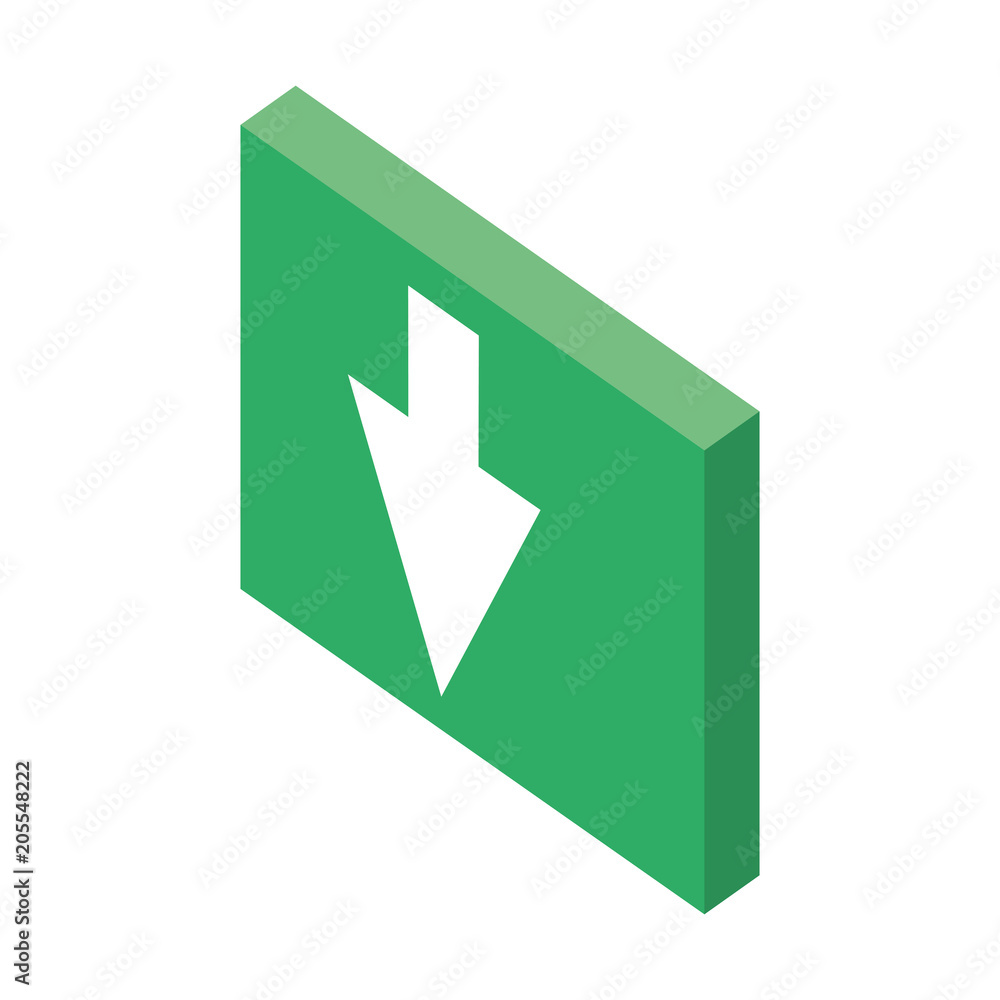 Poster button with arrow down isomentric icon vector illustration design