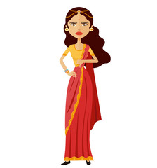 Disappointed angry business woman frowning character cartoon vector isolated on white background