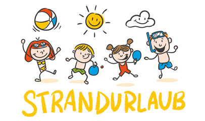 Naklejka premium Kinder Strandurlaub