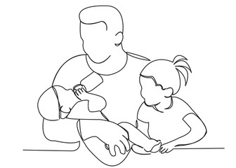 dad with two children