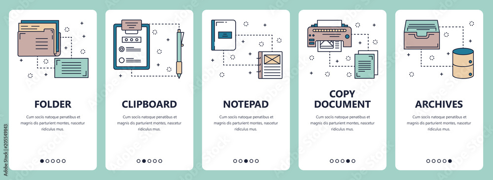 Poster vector line art web and mobile app template set