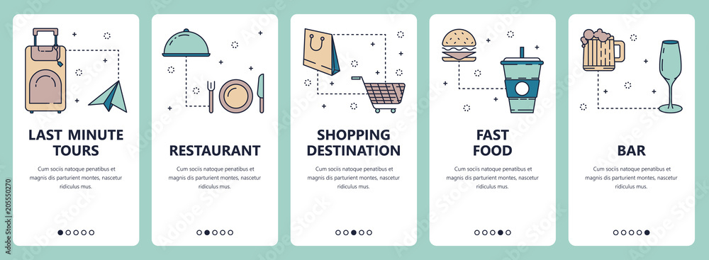 Aufkleber vector line art web and mobile app template set