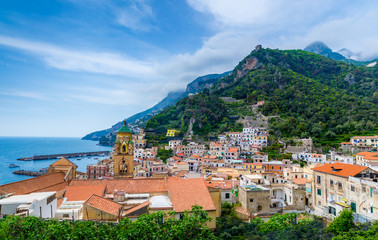Fototapeta na wymiar View of Amalfi town at Amalfi coast, Italy.