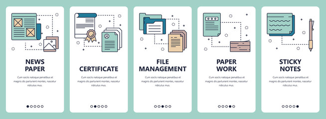 Vector line art web and mobile app template set