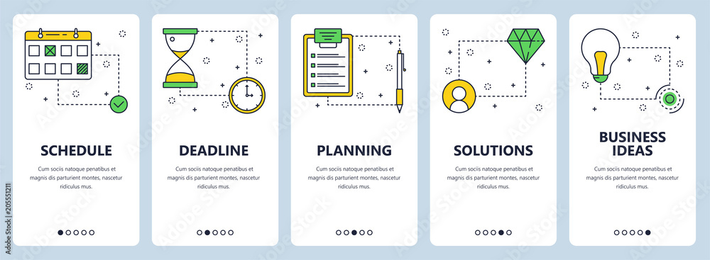 Poster vector line art web and mobile app template set