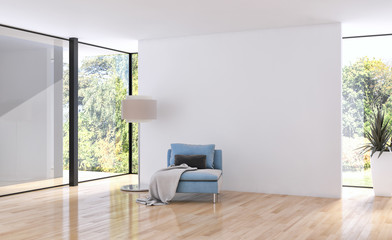 Modern bright interiors apartment 3D rendering illustration