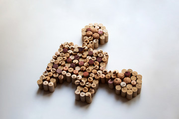 Wine corks puzzle item abstract composition isolated on white background