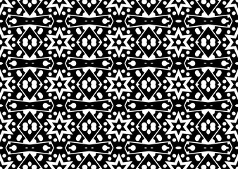 Seamless decorative pattern with a six-pointed stars in a black - white colors