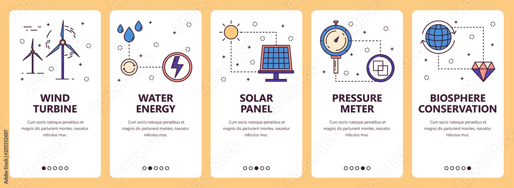 Poster Vector line art web and mobile app template set