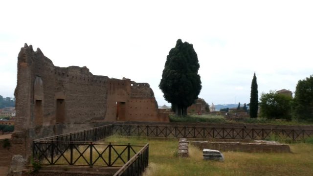 tracking shot on ruins at the Aventine, in the center of Rome