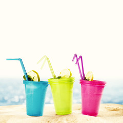 summer drinks on beach 