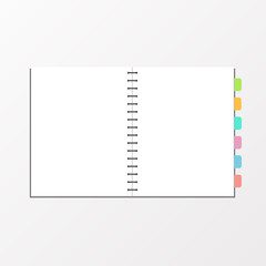 Blank book open top view. Vector illustration.
