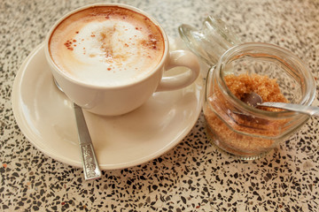 Hot capuccino with Brown sugar on table 1