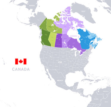 Vector Administrative Colorful Canada Map