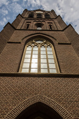 Close-up details on facade of the Church , a catholic church built in mixed Baroque and Flemish-Italian architectural style in the Netherlands