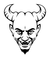 Devil horned head on a white background