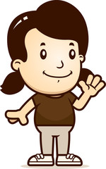 Cartoon Girl Waving