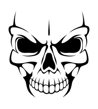Angry skull on a white background
