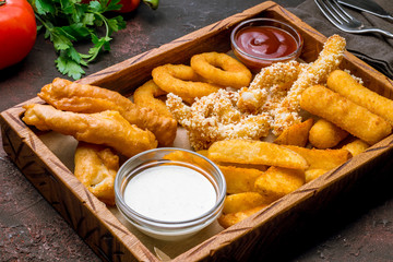assorted beer snacks