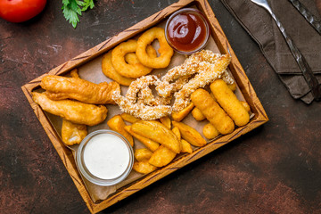 assorted beer snacks