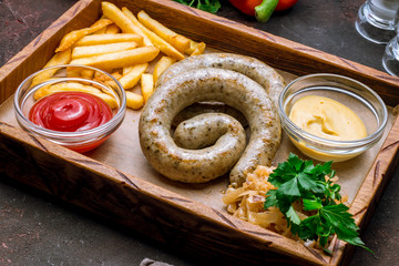 fried Munich white sausages